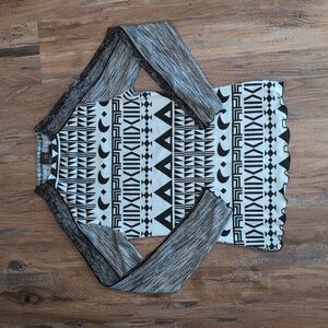 Anac by Kimi Aztec Long Sleeve Black White Embellished